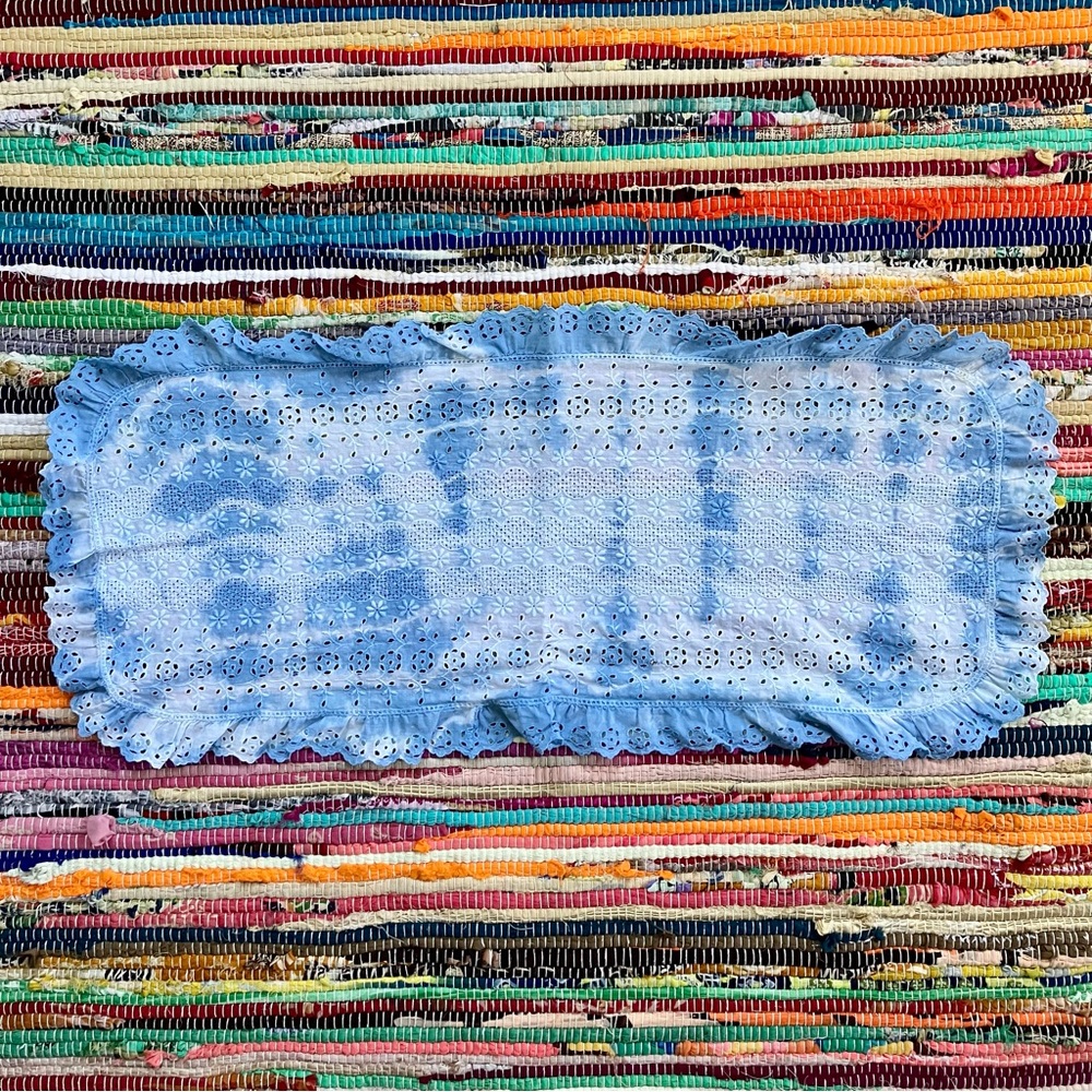 Tie dye cotton eyelet lace long doily table runner